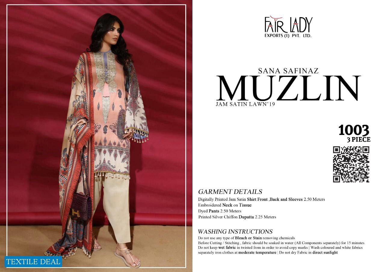 Fair Lady Muzlin Wholesale Pakistani Concept Dress Material
