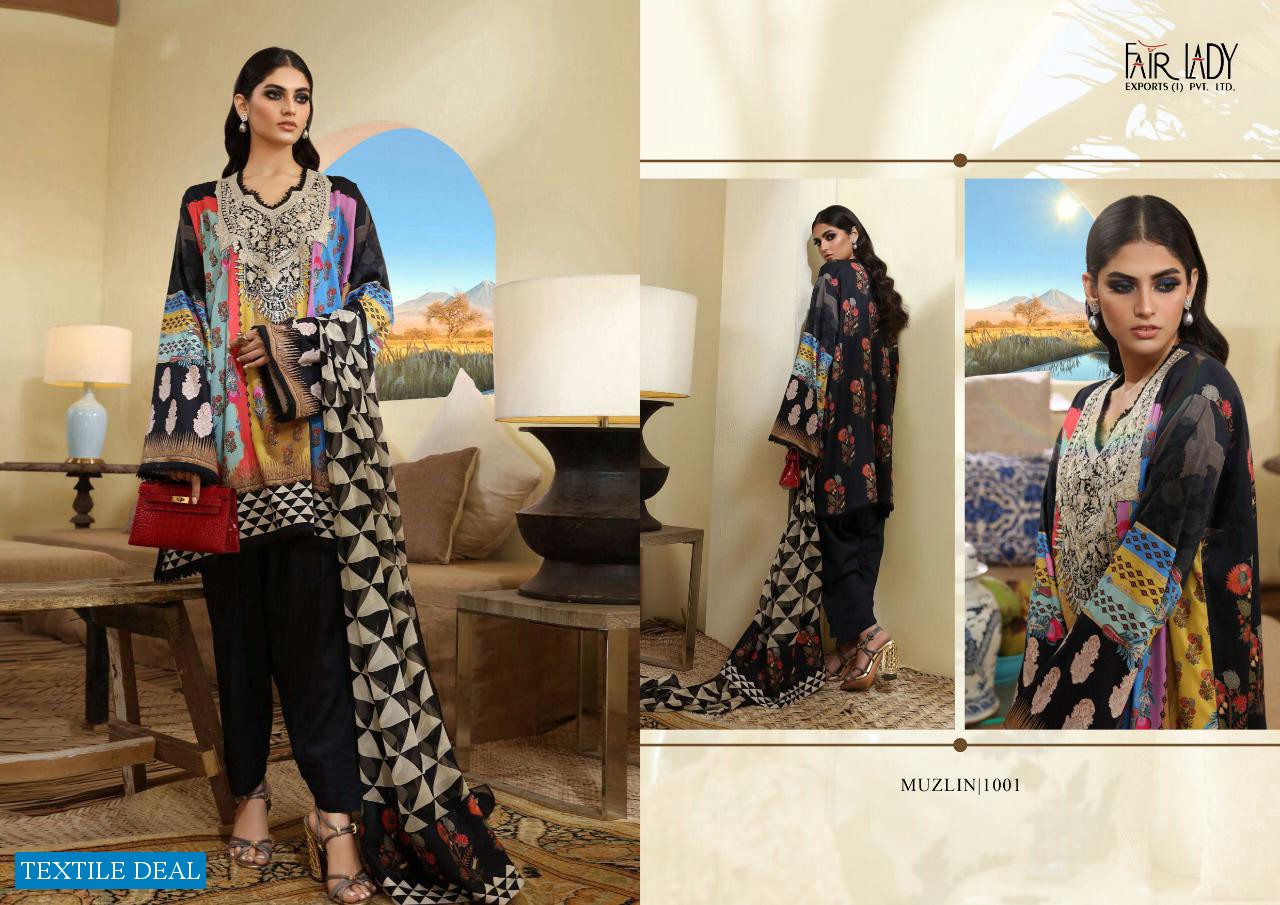 Fair Lady Muzlin Wholesale Pakistani Concept Dress Material