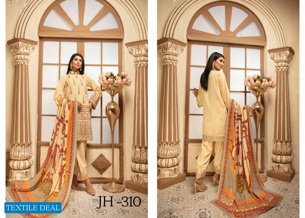 Fareeshia By Johra Embroidered Peace Leather Collection With Printed Wool Shal