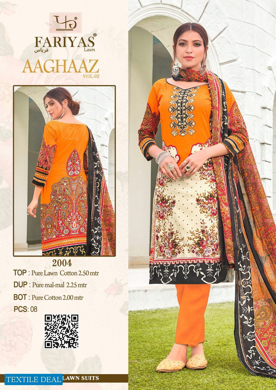 Fariyas Aaghaaz Vol-2 Wholesale Pure Lawn Dress Material