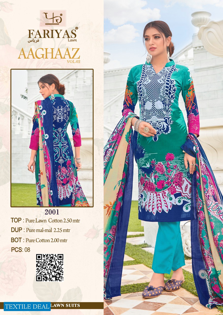 Fariyas Aaghaaz Vol-2 Wholesale Pure Lawn Dress Material