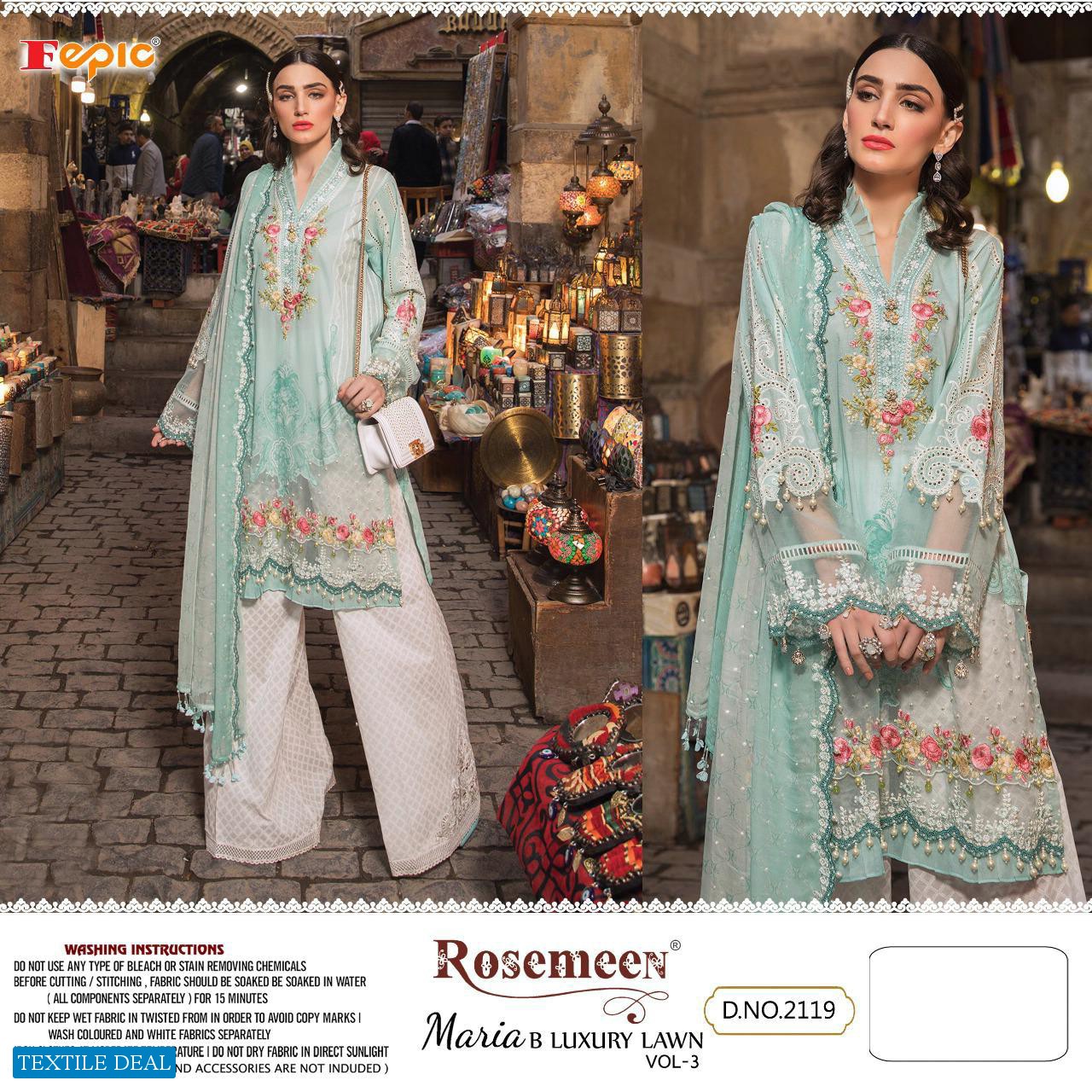 Fepic Rosemeen Maria B Luxury Lawn Vol-3 Wholesale Pakistani Dress