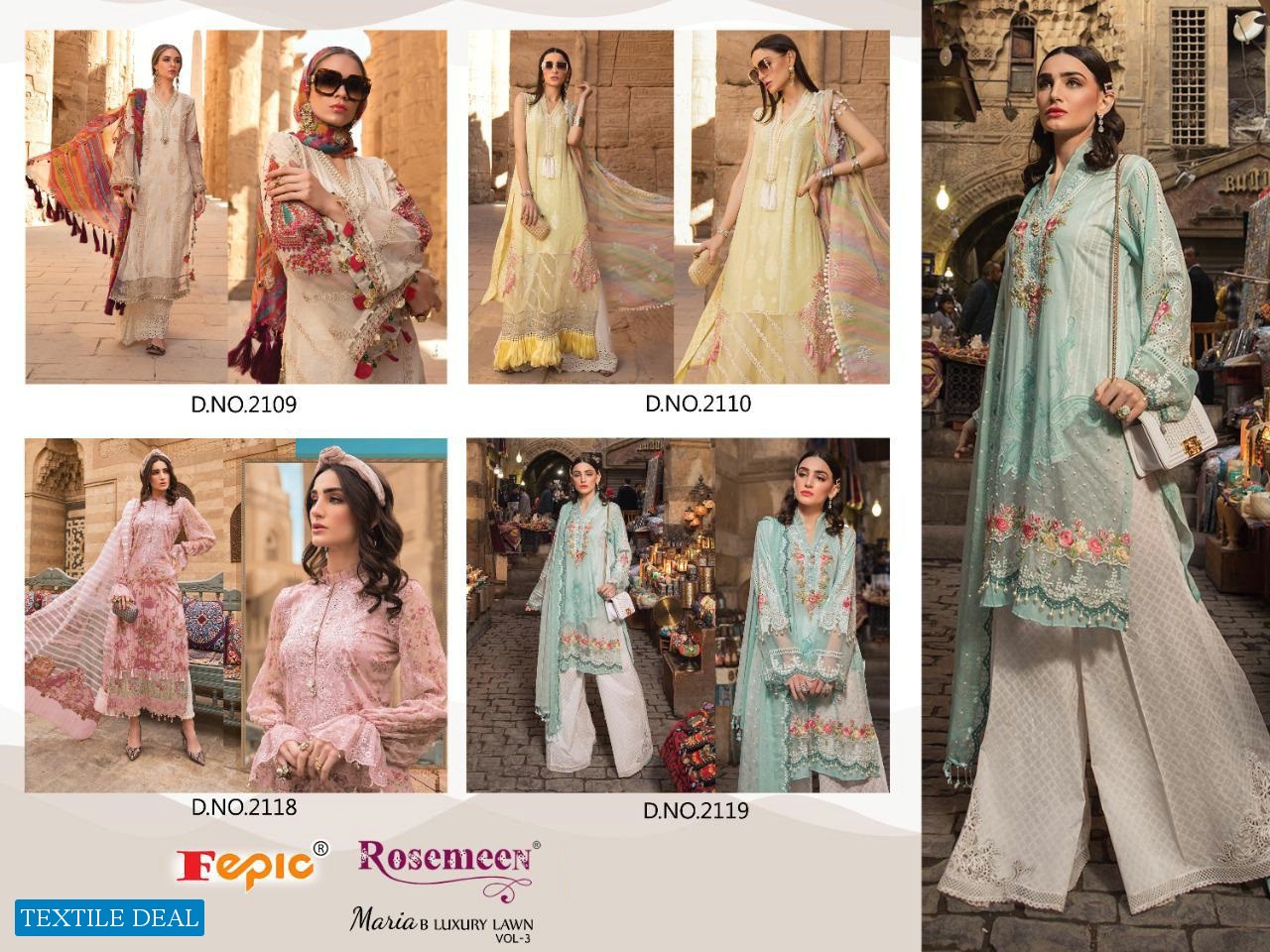 Fepic Rosemeen Maria B Luxury Lawn Vol-3 Wholesale Pakistani Dress