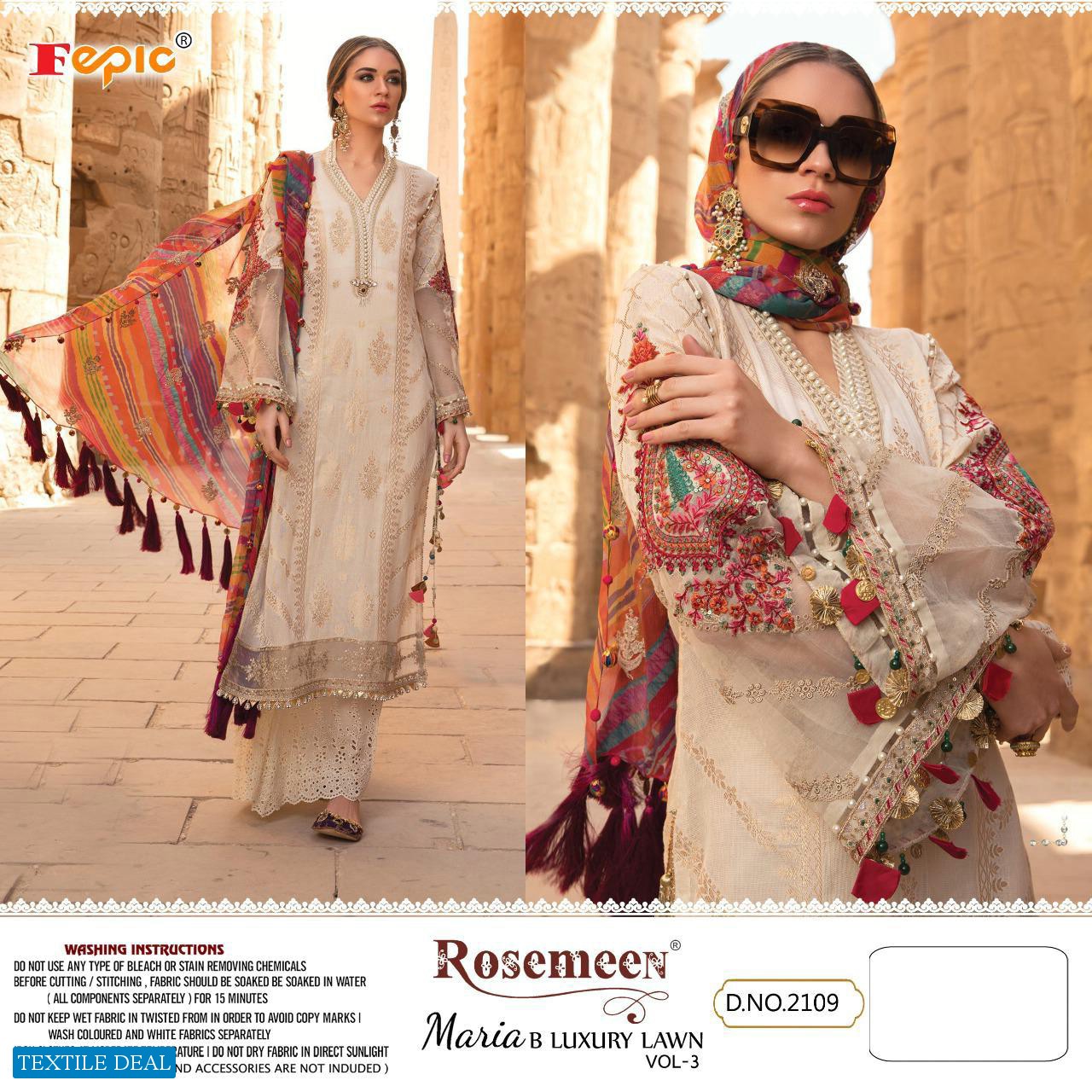 Fepic Rosemeen Maria B Luxury Lawn Vol-3 Wholesale Pakistani Dress