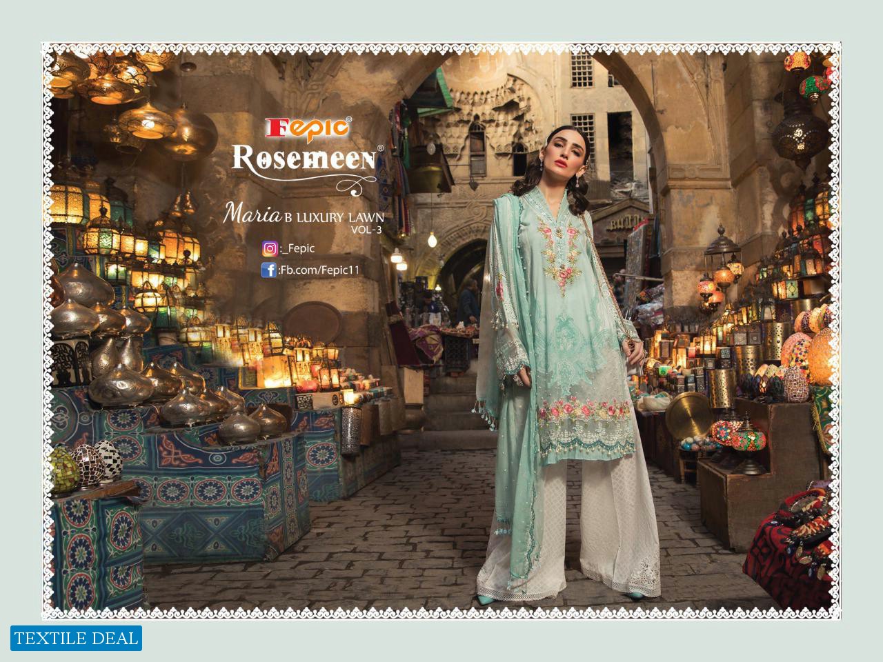 Fepic Rosemeen Maria B Luxury Lawn Vol-3 Wholesale Pakistani Dress