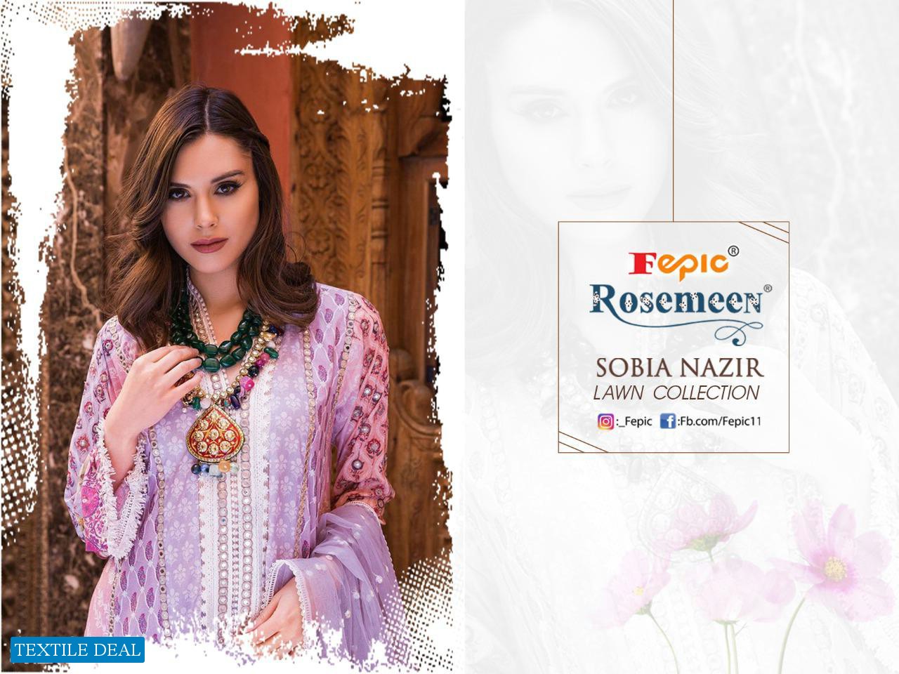 Fepic Rosemeen Sobia Nazir Wholesale Pakistani Lawn Collection