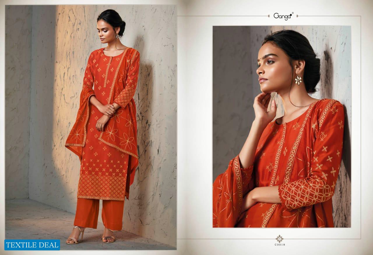GANGA FENELLE KORA SILK JACQUARD SALWAR KAMEEZ ONLINE PRICE