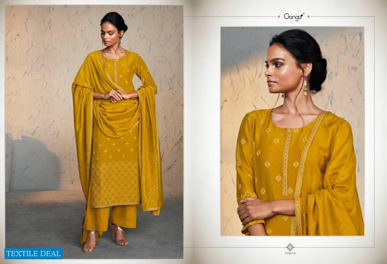 GANGA FENELLE KORA SILK JACQUARD SALWAR KAMEEZ ONLINE PRICE