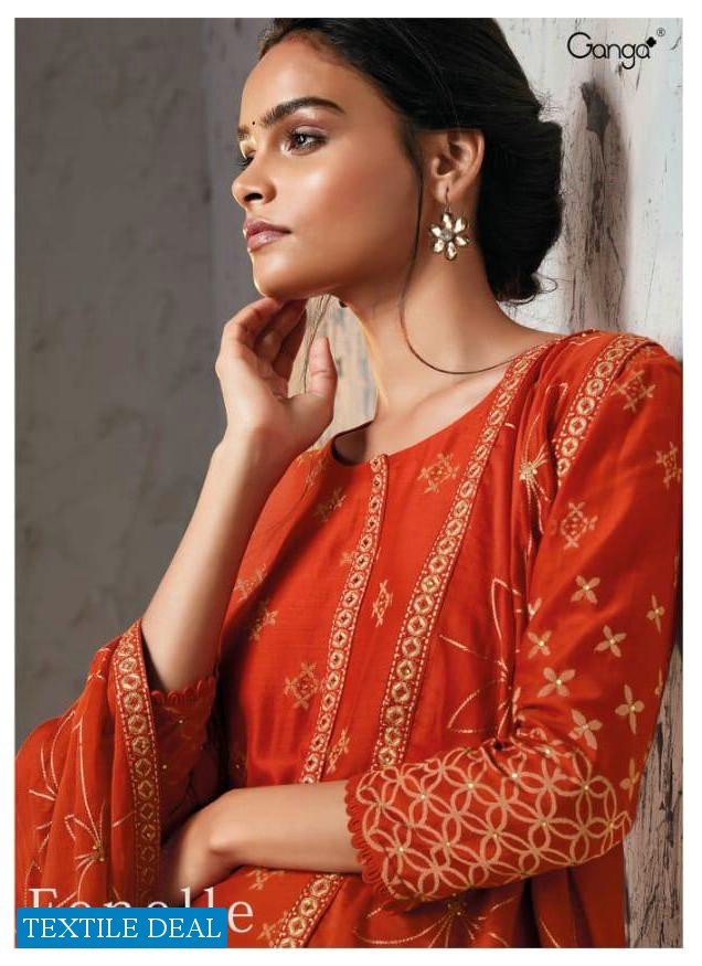 GANGA FENELLE KORA SILK JACQUARD SALWAR KAMEEZ ONLINE PRICE