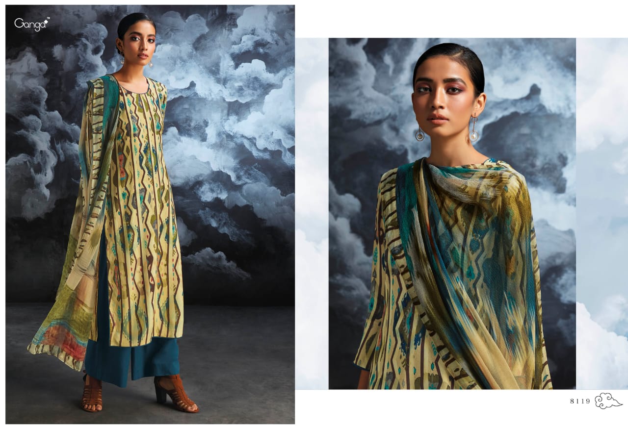 GANGA NILA PURE WOOL PASHMINA PRINTED SALWAR SUIT CLOTHING STORE IN SURAT MARKET