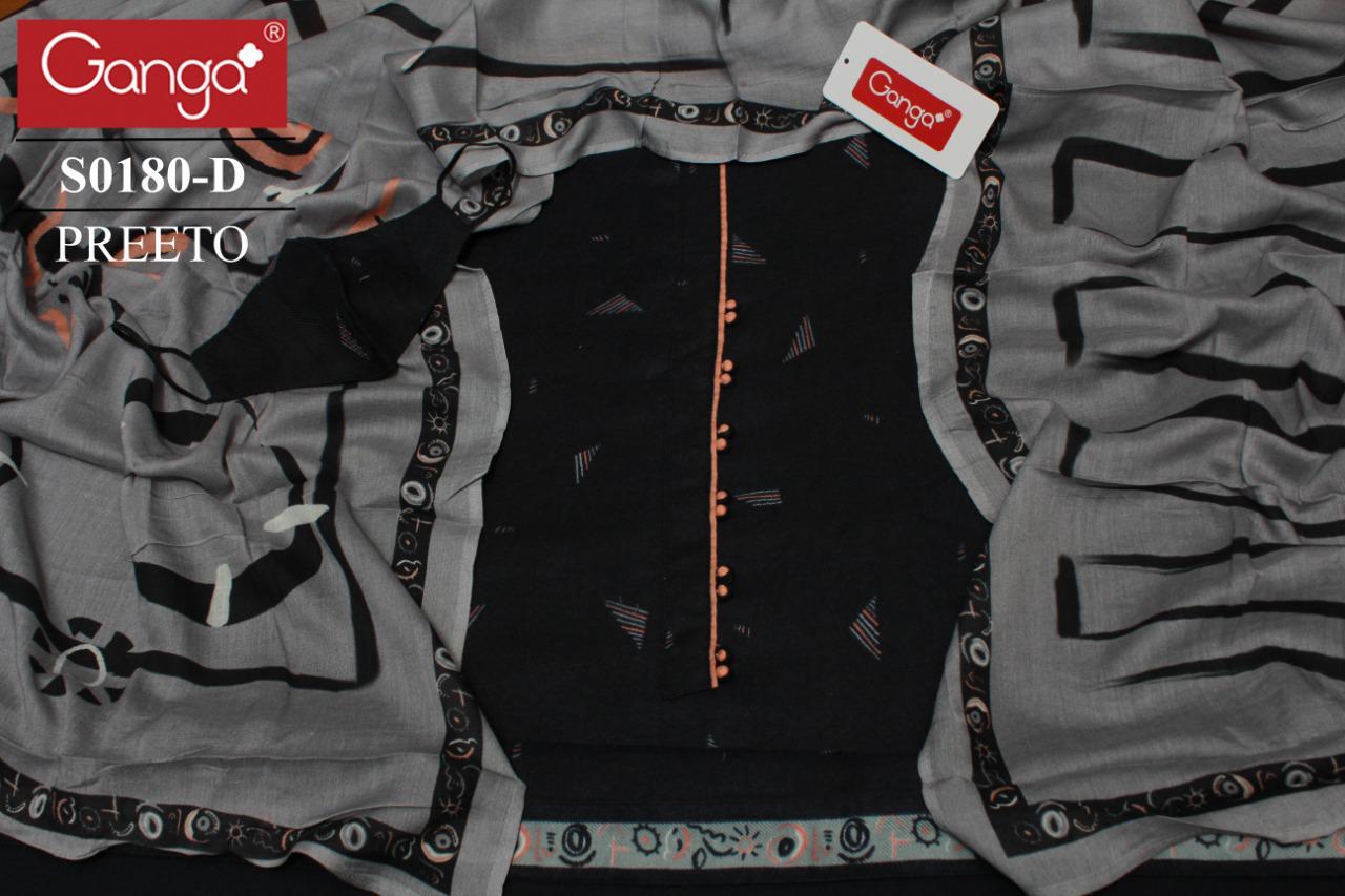 GANGA NON CATALOG S0180 PREETO WOOL DOBBY PRINTED HEAVY SALWAR SUITS WHOLESALER