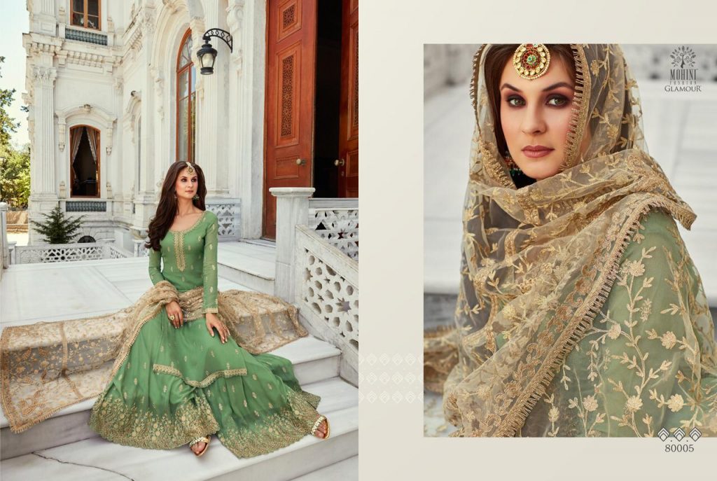 GLAMOUR VOL 80 BY MOHINI 80001-80005 SERIES HEAVY EMBROIDERY WORK WITH HEAVY SHARARA