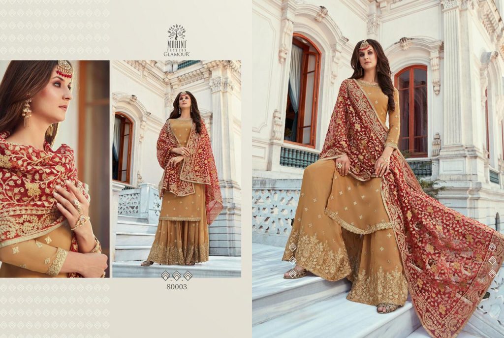 GLAMOUR VOL 80 BY MOHINI 80001-80005 SERIES HEAVY EMBROIDERY WORK WITH HEAVY SHARARA