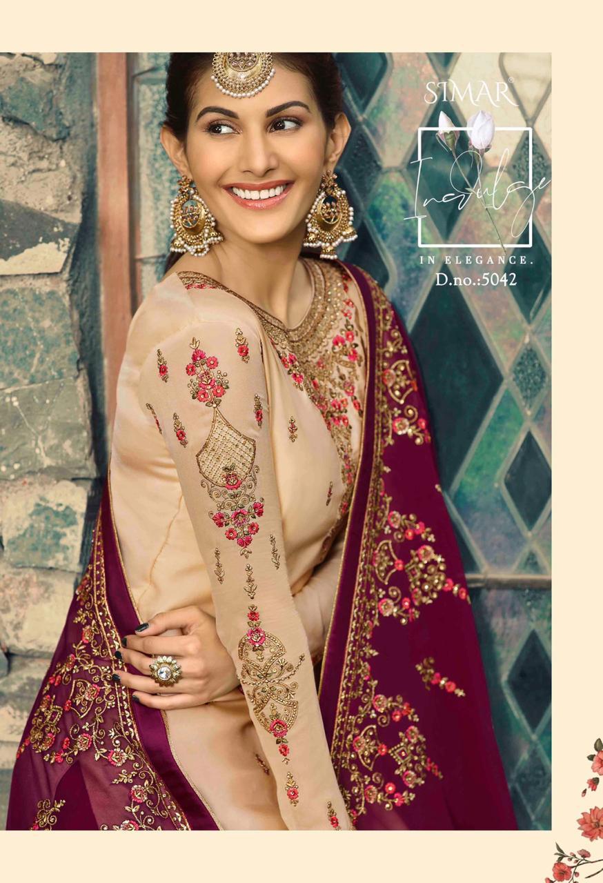 GLOSSY NEISHA SATIN GEORGETTE PARTY WEAR 5040-5047 SERIES SHARARA STYLE SUIT