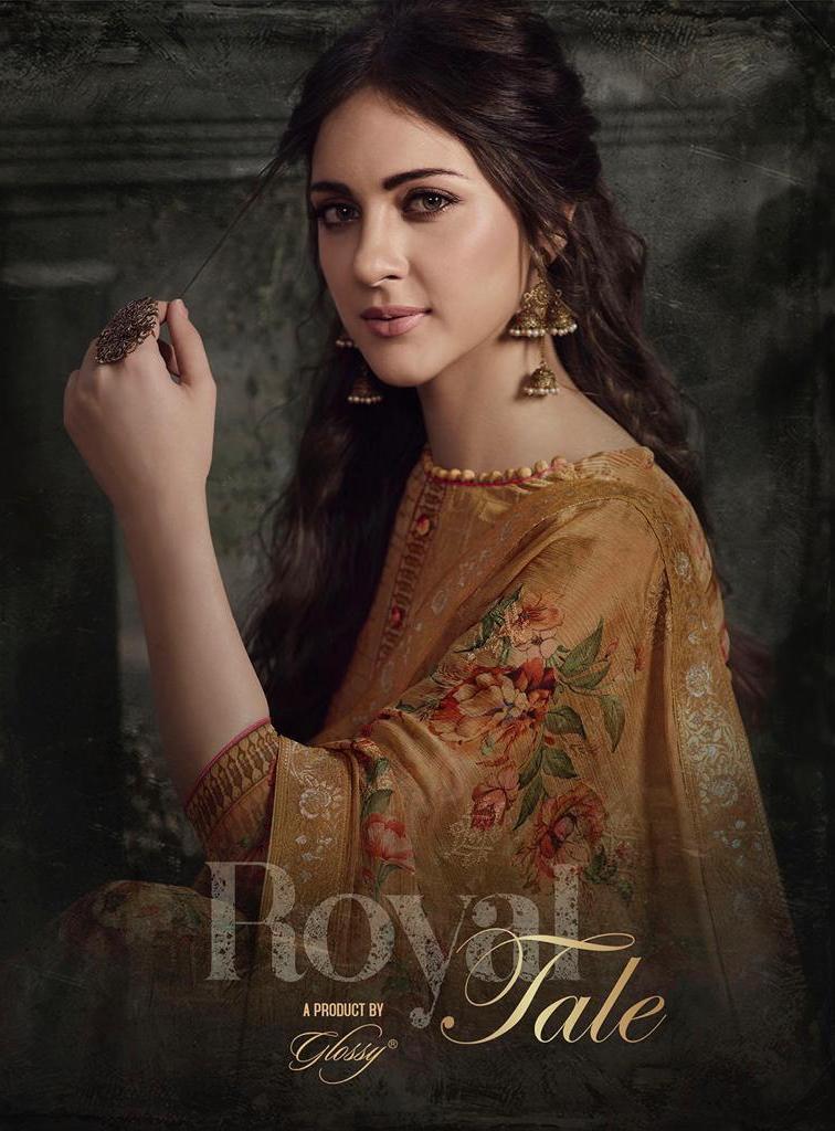 GLOSSY ROYAL TALE BY SIMAR NATURAL CRAPE EMBROIDERY DRESS MATERIALS DESIGNS