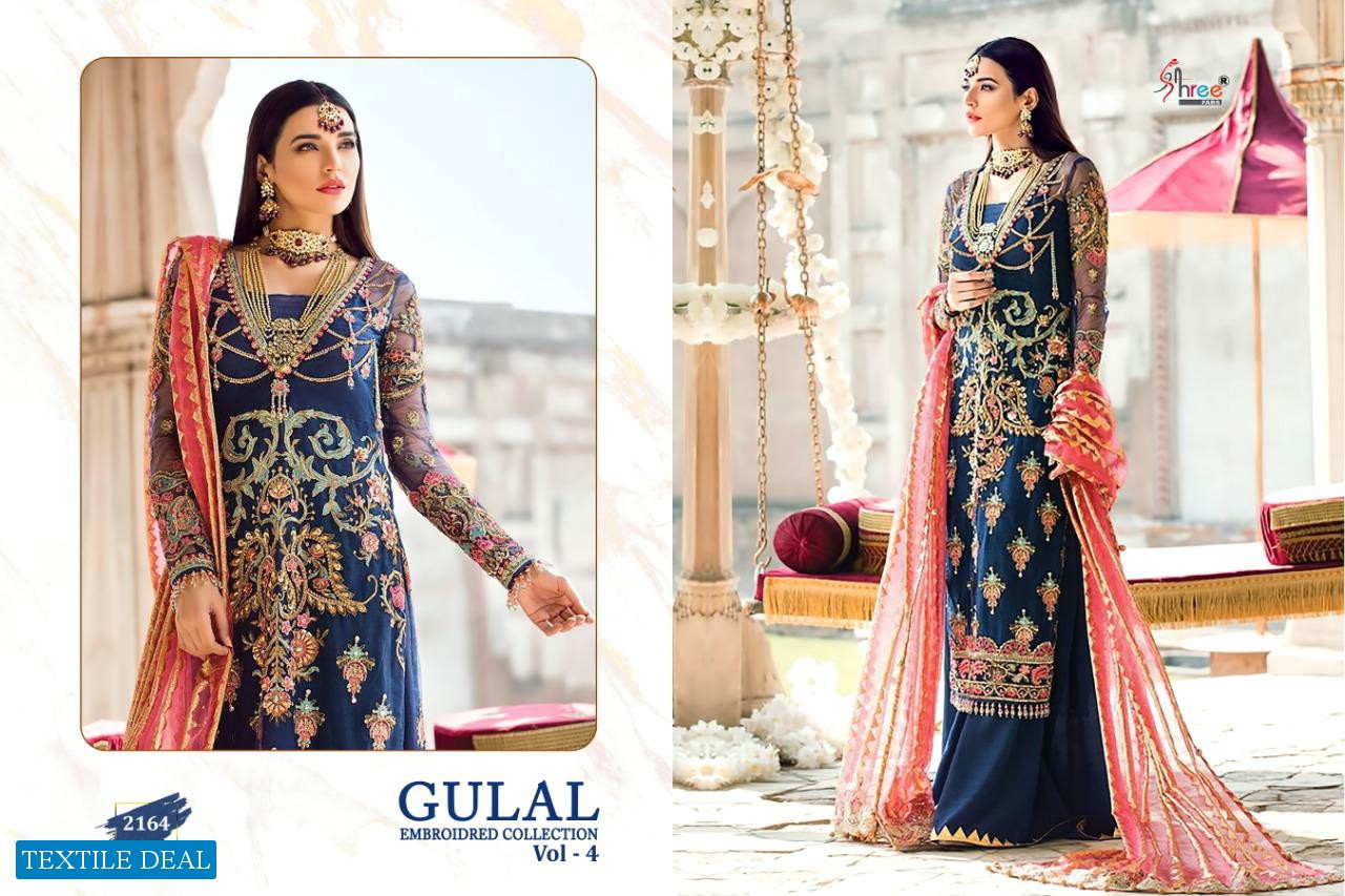 GULAL EMBROIDERED COLLECTION VOL 4 BY SHREE FABS NET GEORGETTE PAKISTANI SUIT