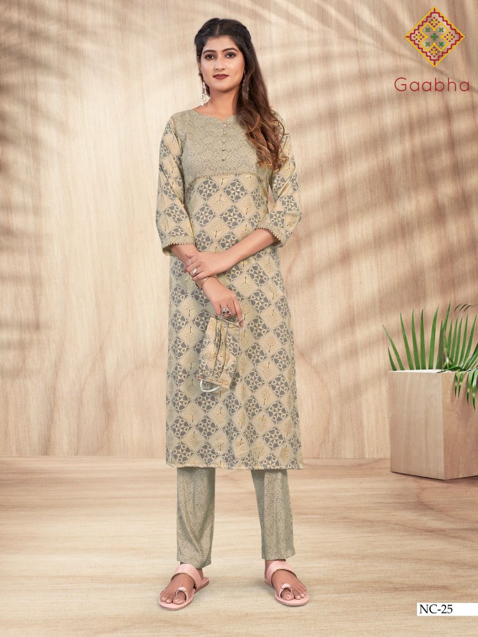 Gaabha Naycee Kurti With Pant And Mask Collection