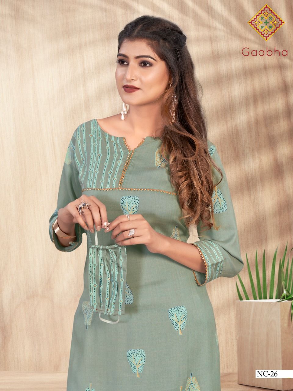 Gaabha Naycee Kurti With Pant And Mask Collection