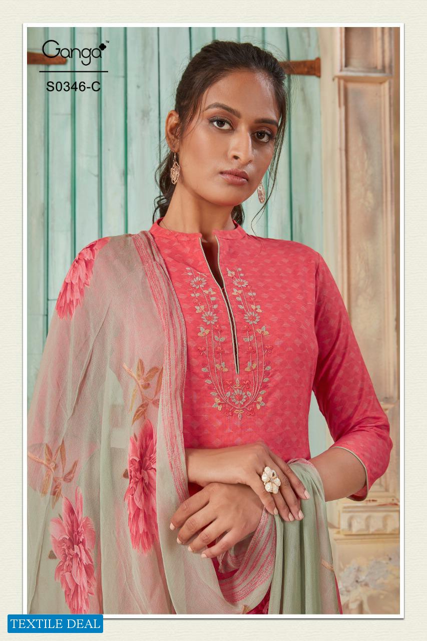 Ganga Hana S0346 Wholesale Superior Lawn Dress Material