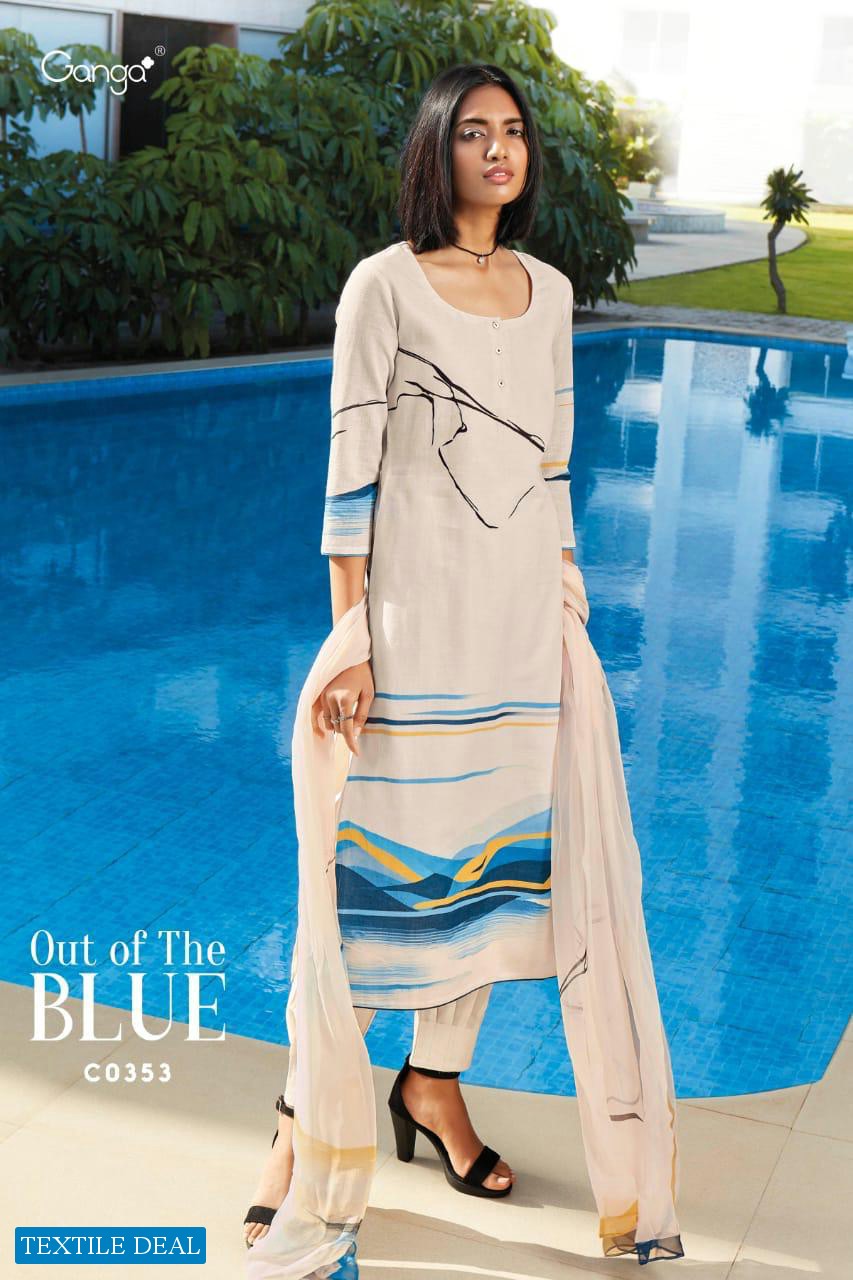 Ganga Out Of The Blue Wholesale Pure Linen Digital Salwar Kameez