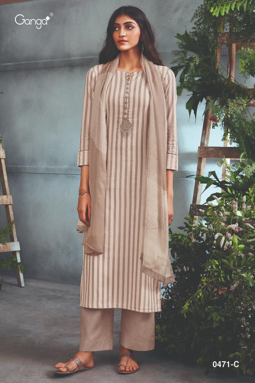 Ganga Siya 0471 Wholesale Super Cotton Printed With Embroidery Dress Material