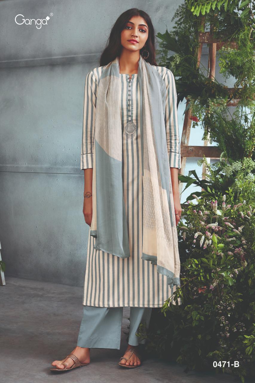 Ganga Siya 0471 Wholesale Super Cotton Printed With Embroidery Dress Material