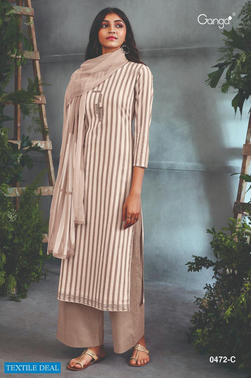 Ganga Siya 0472 Wholesale Super Cotton Printed With Embroidery Dress Material