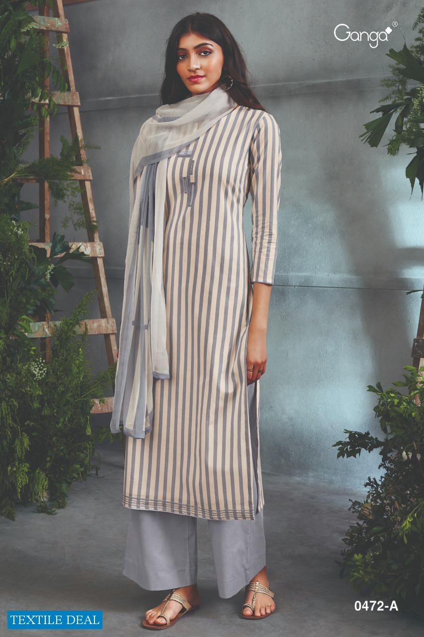 Ganga Siya 0472 Wholesale Super Cotton Printed With Embroidery Dress Material