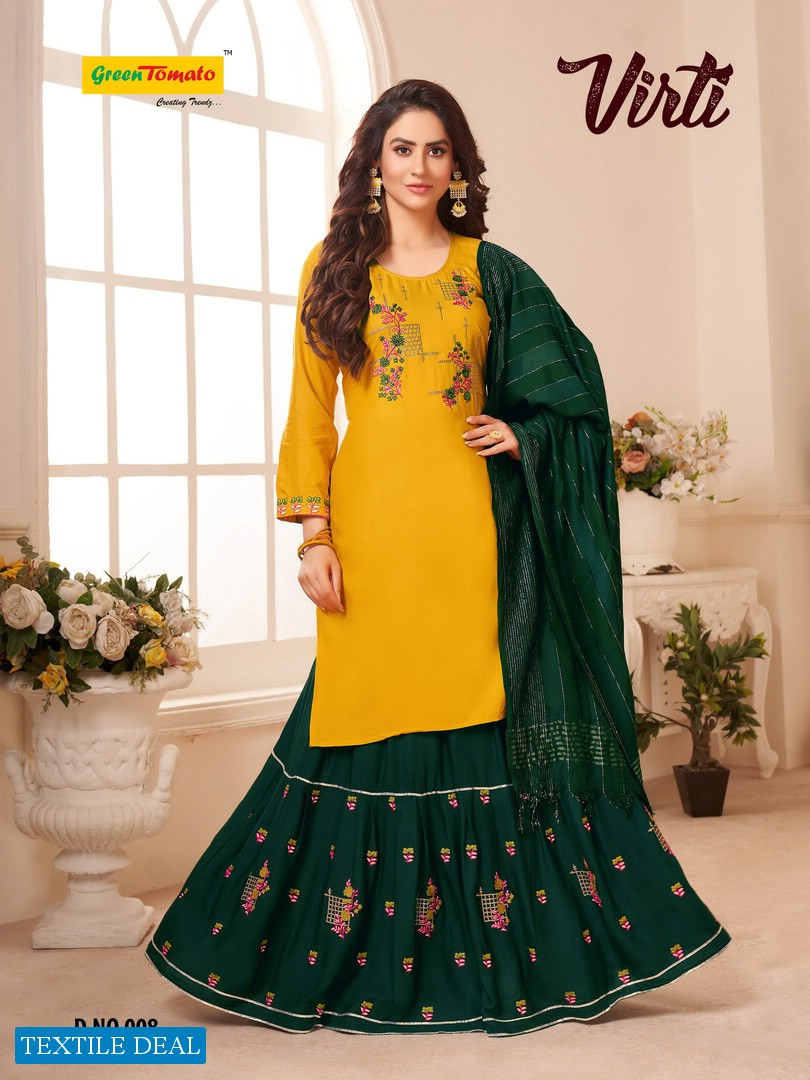 Buy Lemon Yellow And Olive Green Printed Kurta With Tights And Dupatta  Online - W for Woman