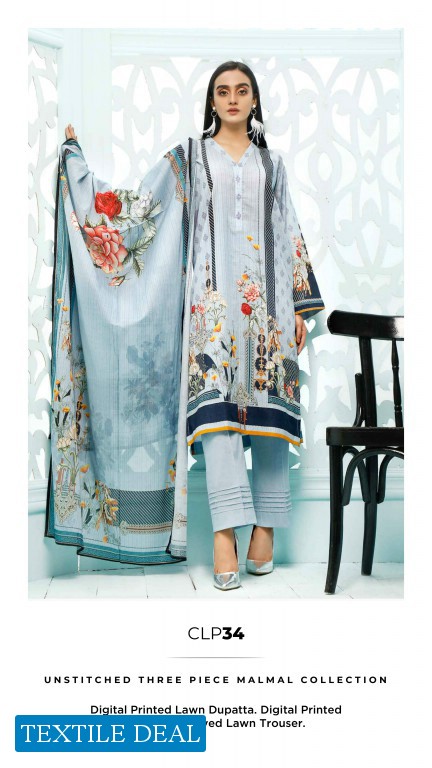 Gul Ahmed Malmal Digital Printed Three piece Unstitched Lawn Dress Pakistani Style
