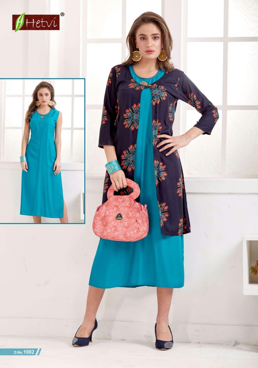 HETVI LAUNCHING ETA RAYON PLAIN PRINT CHARMING LOOK KURTI AT BEST PRICE IN INDIA