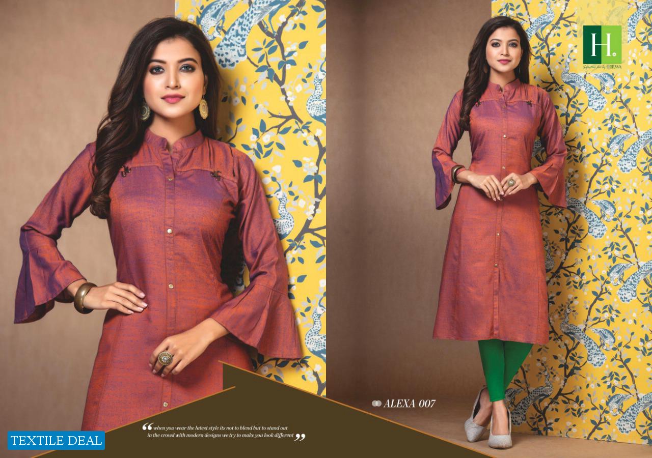 HIRWA PRESENT ALEXA VOL 2 RAYON RAW SILK CASUAL KURTI ONLINE SHOPPING IN SURAT