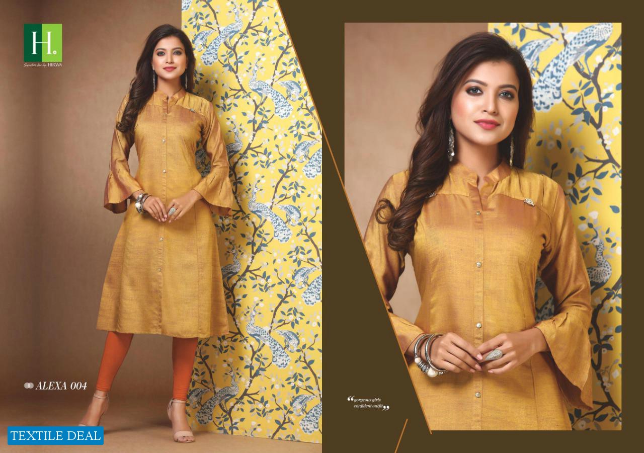 HIRWA PRESENT ALEXA VOL 2 RAYON RAW SILK CASUAL KURTI ONLINE SHOPPING IN SURAT
