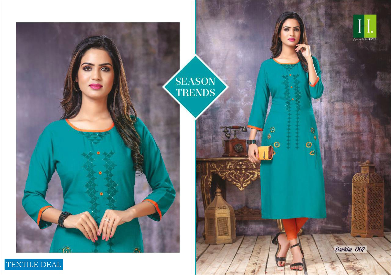 HIRWA PRESENT BARKHA VOL 6 RAYON SIMPLE SOBAR UNIQUE KURTI WHOLESALER