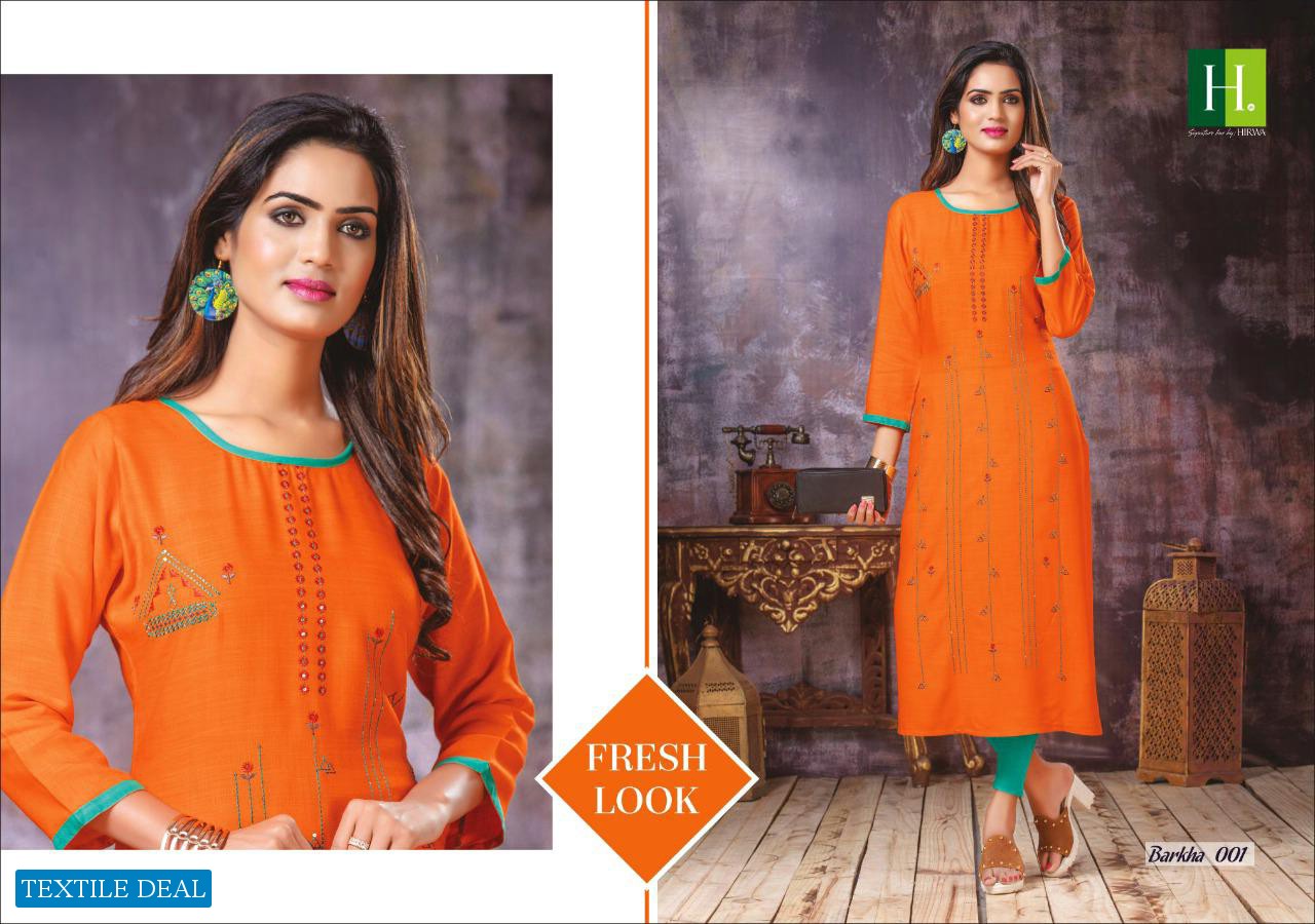 HIRWA PRESENT BARKHA VOL 6 RAYON SIMPLE SOBAR UNIQUE KURTI WHOLESALER