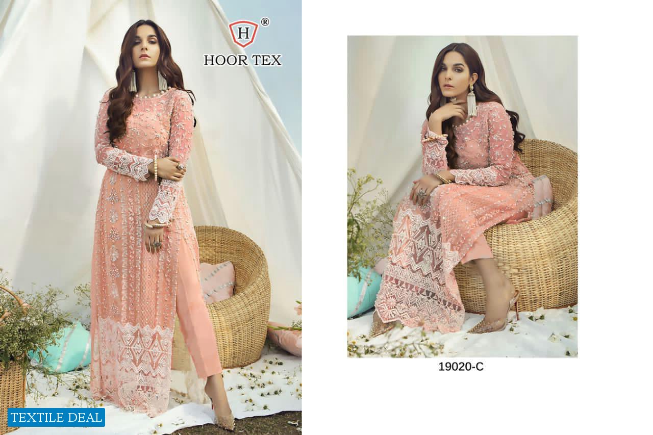 HOOR TEX 19020 COLOUR NET EMBROIDERY PAKISTANI BEST PRICE SALWAR KAMEEZ