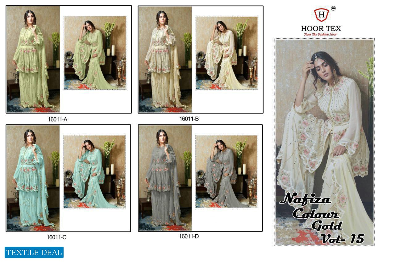 HOOR TEX NAFIZA COLOR GOLD VOL 15 GEORGETTE PAKISTANI SALWAR KAMEEZ