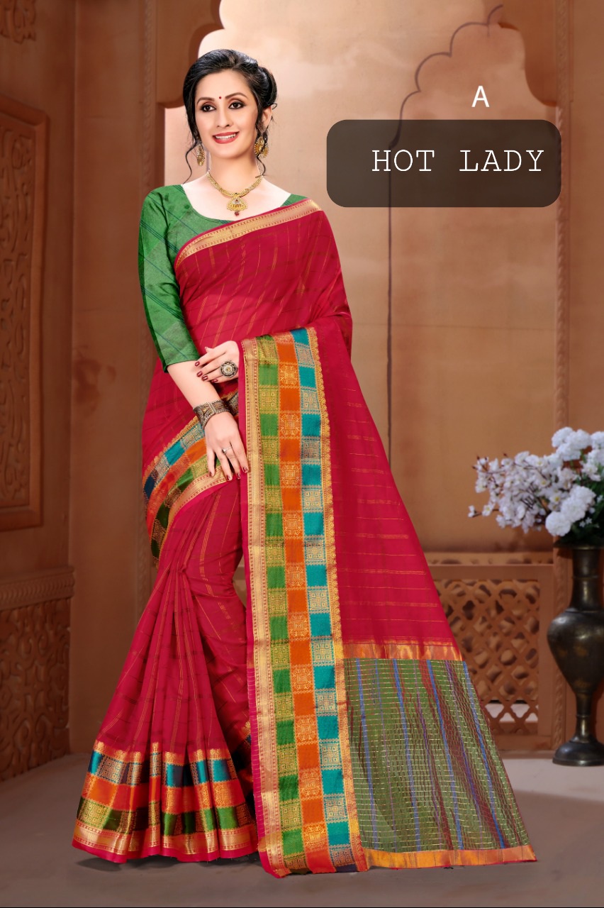 HOT LADY BY RANJNA SAREE SIFT COTTON CHECKS PATTERN EXCELLENT SAREE CATALOGS