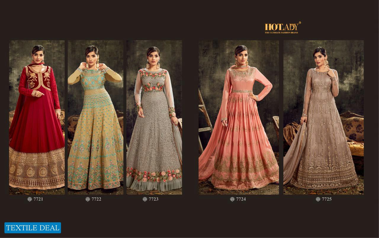 HOTLADY LAUNCH SAREENA 7721-7725 SERIES WEDDING AND FESTIVAL WEAR LONG GEORGETTE SILK SUITS