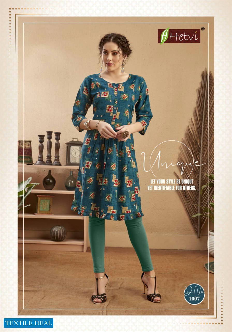 Hetvi Damini Wholesale Reyon Print Kurtis