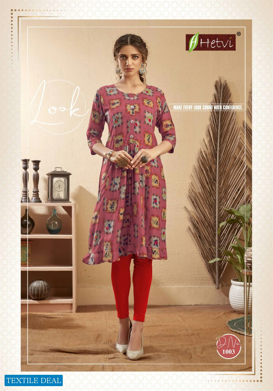 Hetvi Damini Wholesale Reyon Print Kurtis