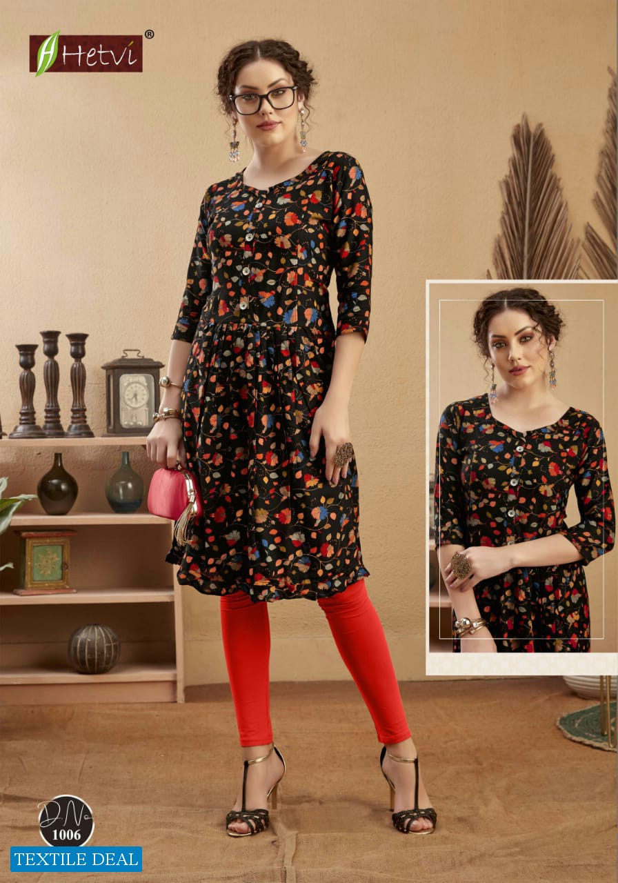 Hetvi Damini Wholesale Reyon Print Kurtis