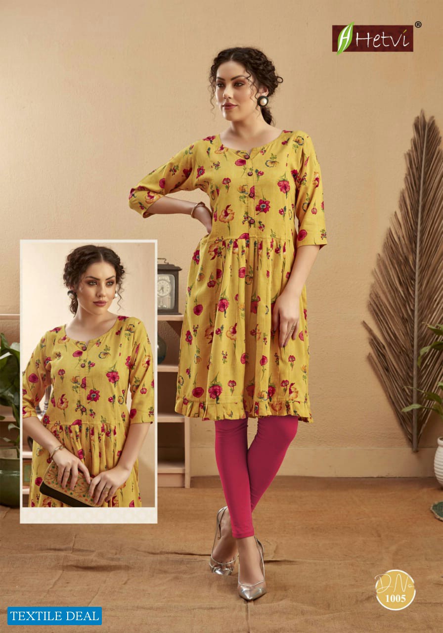 Hetvi Damini Wholesale Reyon Print Kurtis