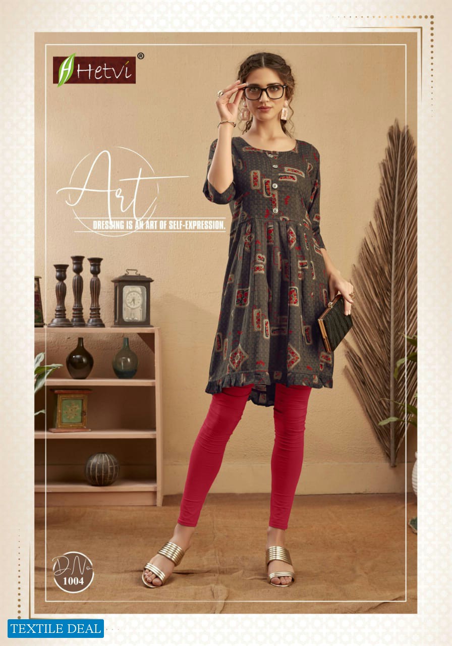 Hetvi Damini Wholesale Reyon Print Kurtis