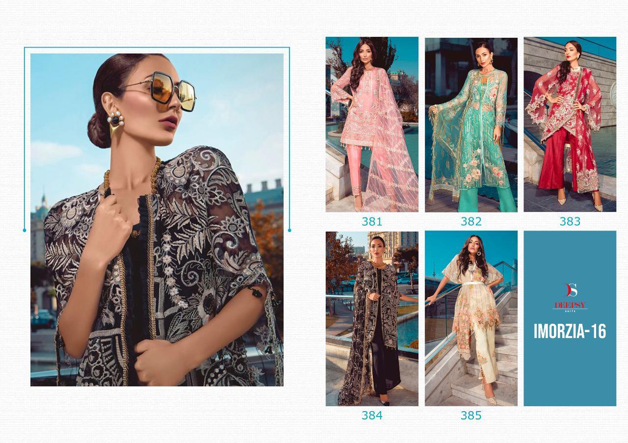 IMORZIA VOL 16 BY DEEPSY PARTY WEAR NET WITH WORK PAKISTANI SUITS CONCEPT