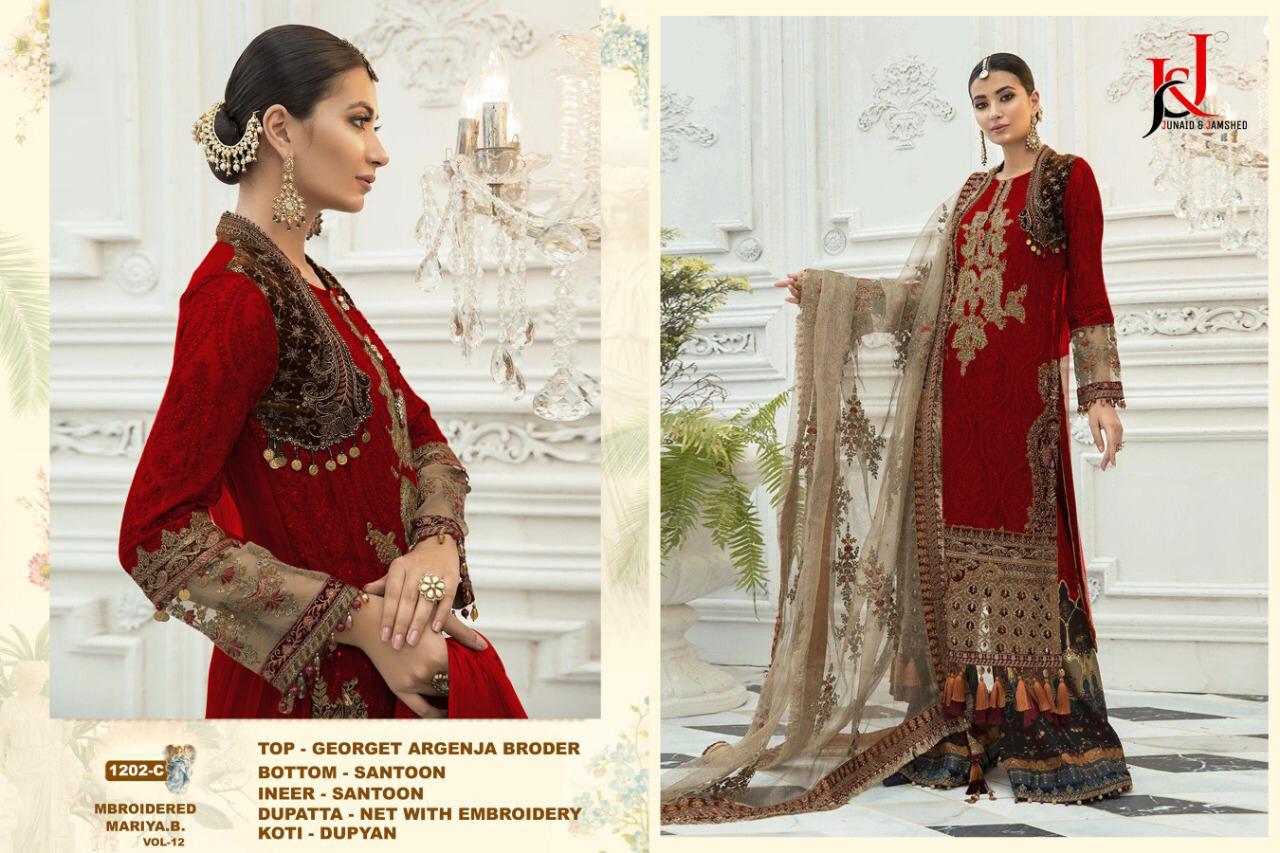 J AND J MBROIDERED MARIYA B VOL 12 GEORGETTE PAKISTANI SALWAR KAMEEZ