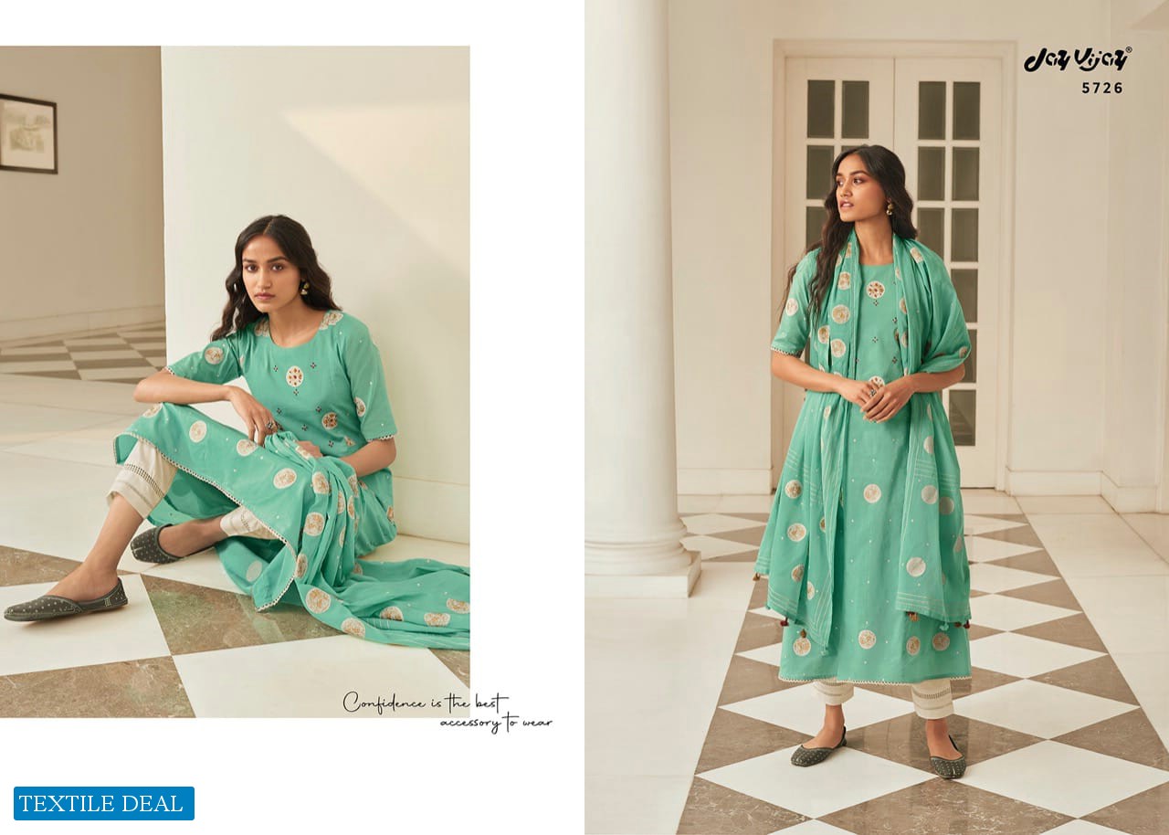 JAY VIJAY NAZAARA COTTON GOLD PRINT 5721-5730 SERIES CLASSY LOOK SALWAR SUITS