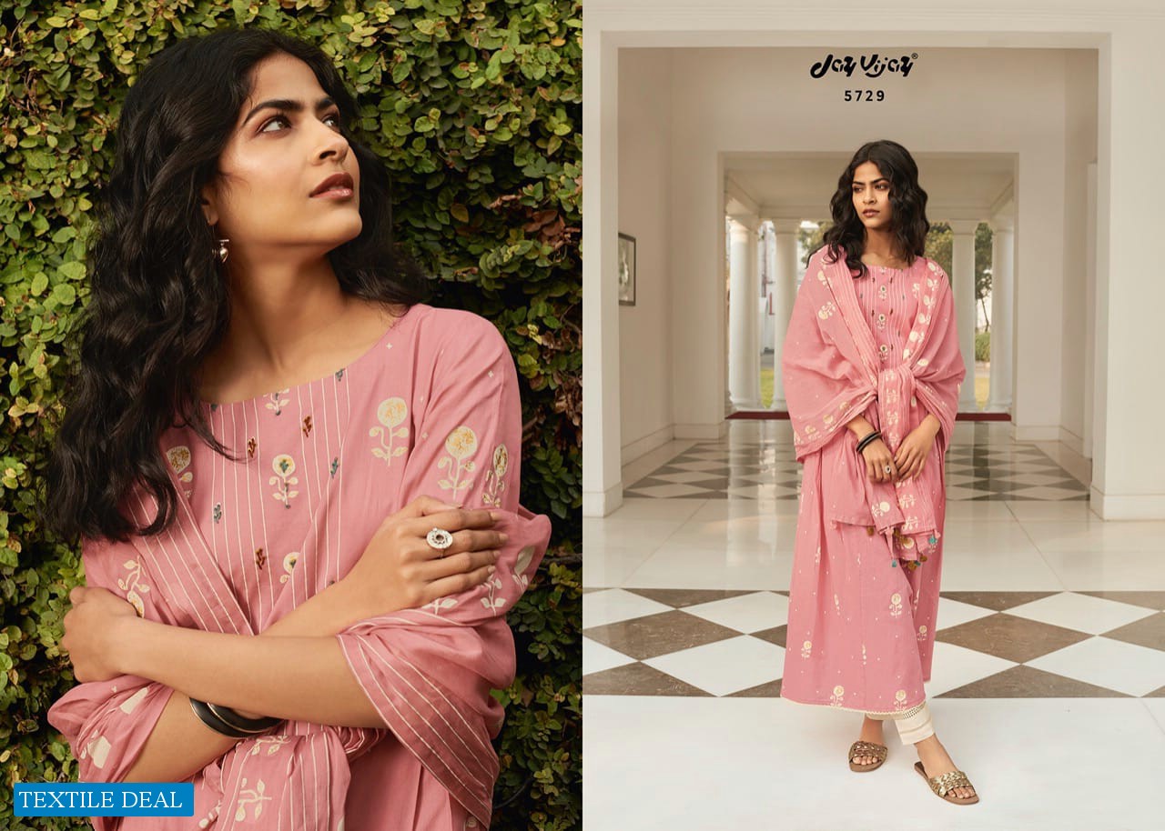 JAY VIJAY NAZAARA COTTON GOLD PRINT 5721-5730 SERIES CLASSY LOOK SALWAR SUITS