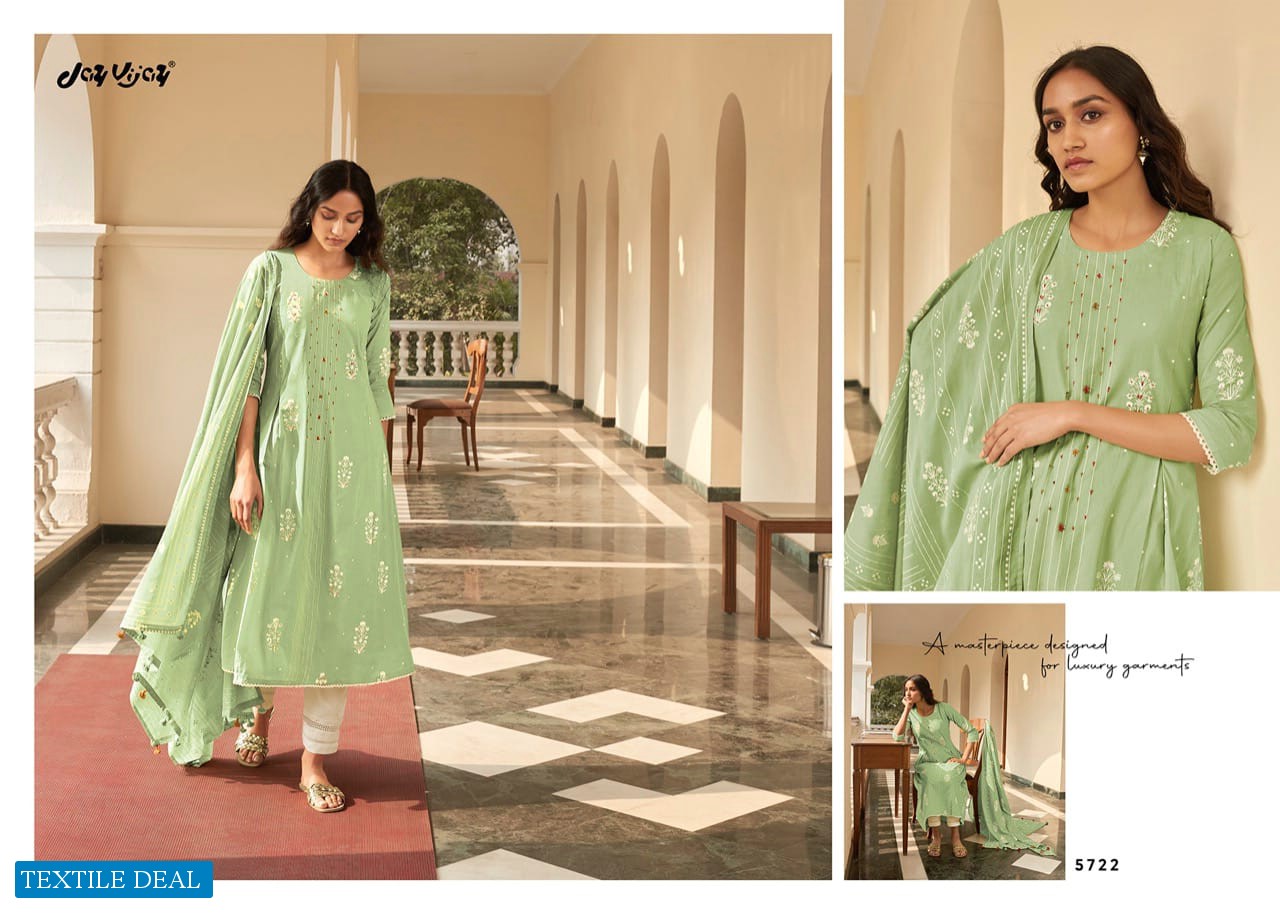 JAY VIJAY NAZAARA COTTON GOLD PRINT 5721-5730 SERIES CLASSY LOOK SALWAR SUITS