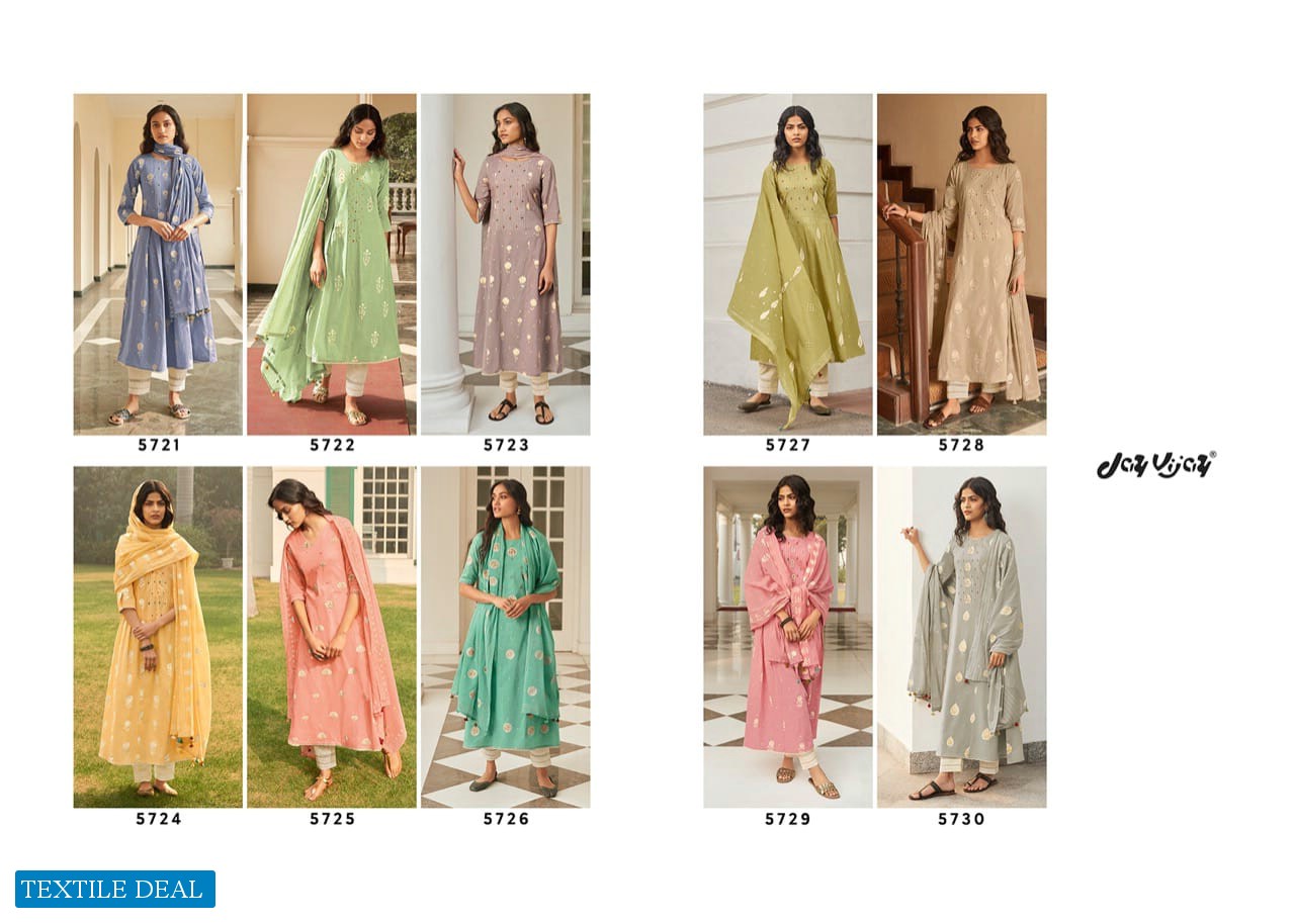 JAY VIJAY NAZAARA COTTON GOLD PRINT 5721-5730 SERIES CLASSY LOOK SALWAR SUITS